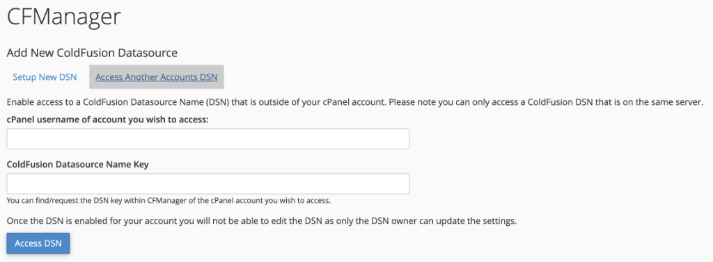 CFManager Share DSN Access